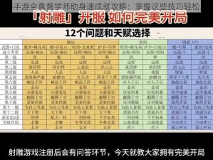 射雕手游全真督学师助身速成就攻略：掌握这些技巧轻松达成