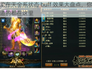 御龙在天全系状态 buff 效果大盘点，你想知道的都在这里