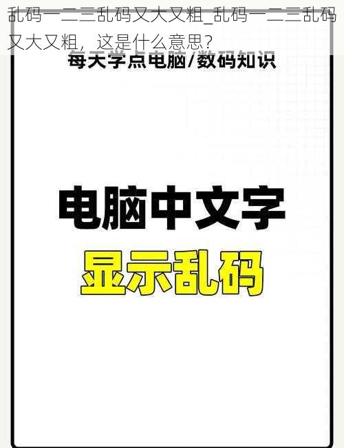 乱码一二三乱码又大又粗_乱码一二三乱码又大又粗，这是什么意思？