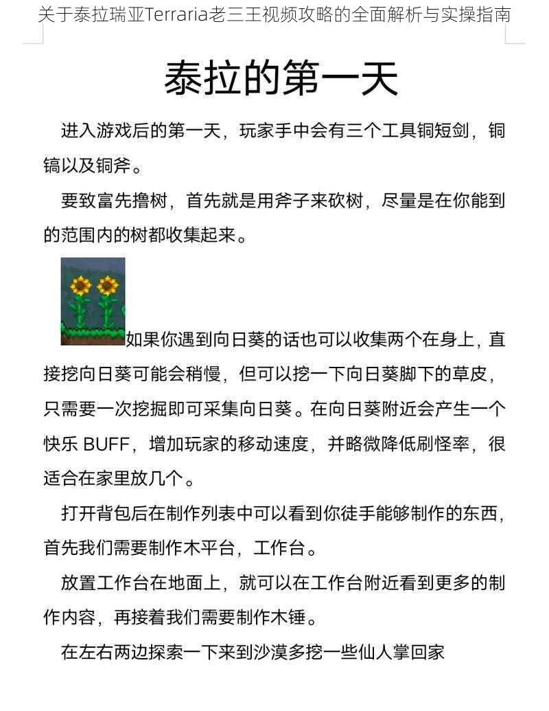 关于泰拉瑞亚Terraria老三王视频攻略的全面解析与实操指南