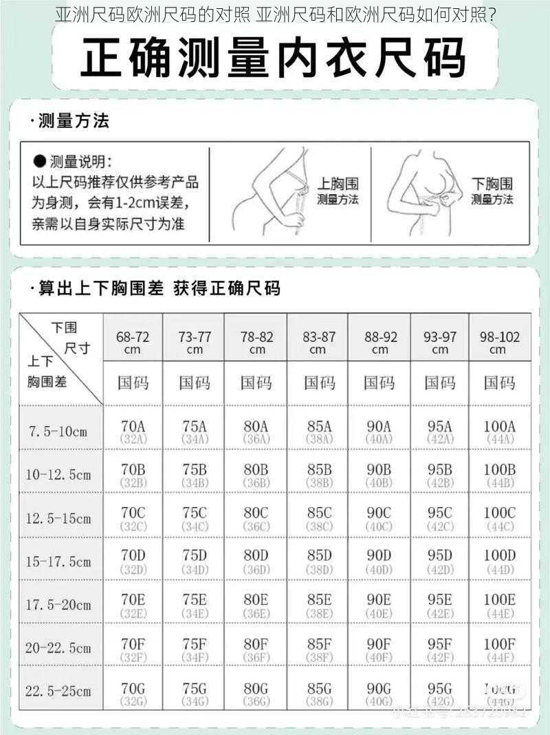 亚洲尺码欧洲尺码的对照 亚洲尺码和欧洲尺码如何对照？