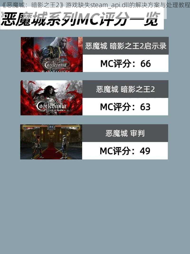 《恶魔城：暗影之王2》游戏缺失steam_api.dll的解决方案与处理教程》