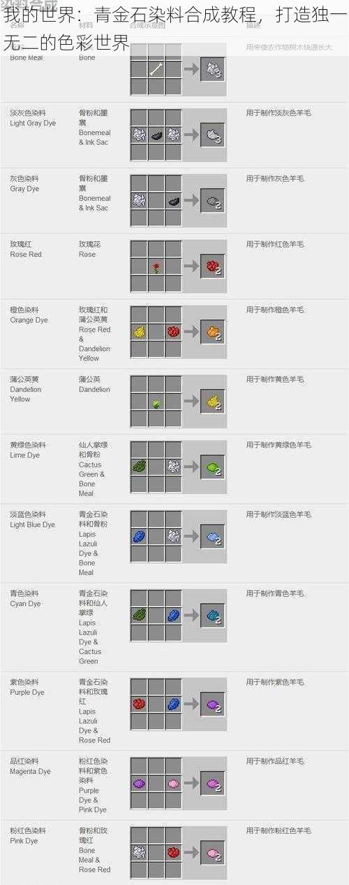 我的世界：青金石染料合成教程，打造独一无二的色彩世界