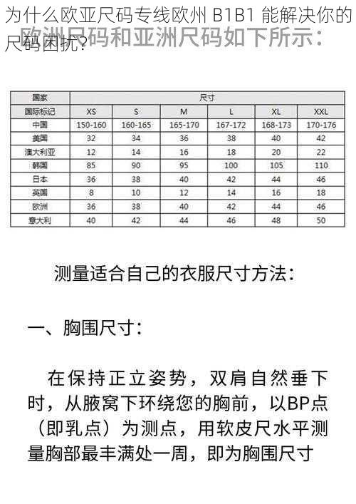 为什么欧亚尺码专线欧州 B1B1 能解决你的尺码困扰？