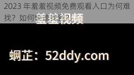 2023 年羞羞视频免费观看入口为何难找？如何快速找到？