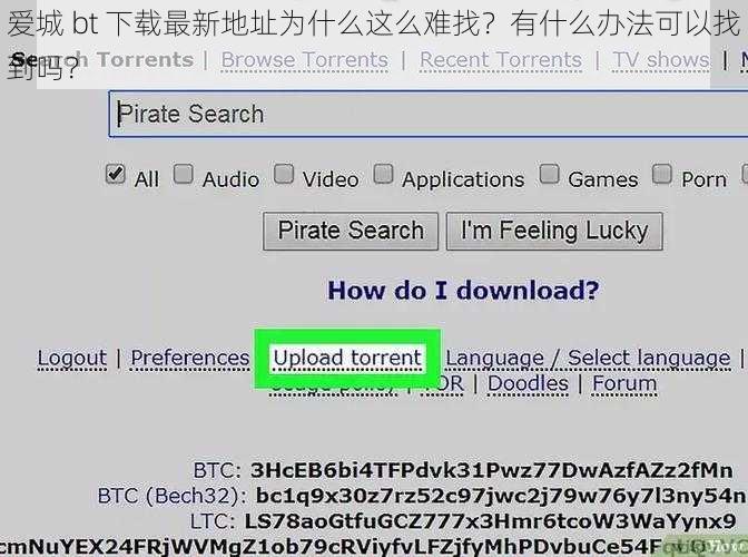 爱城 bt 下载最新地址为什么这么难找？有什么办法可以找到吗？