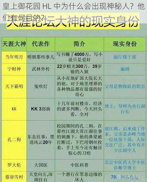 皇上御花园 HL 中为什么会出现神秘人？他们有何目的？