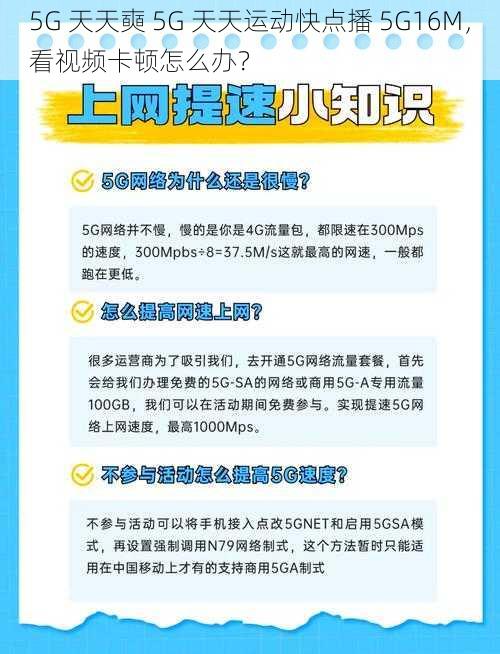 5G 天天奭 5G 天天运动快点播 5G16M，看视频卡顿怎么办？