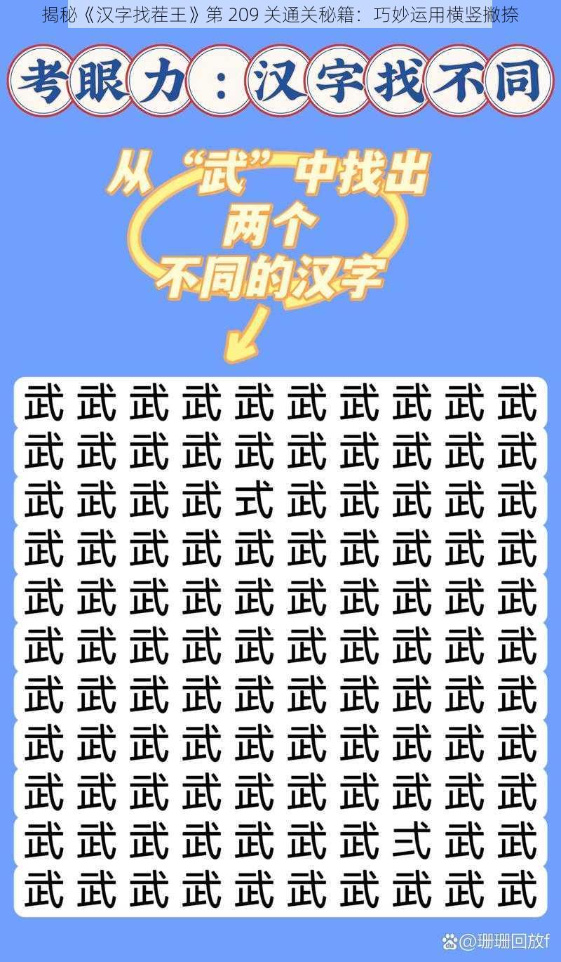 揭秘《汉字找茬王》第 209 关通关秘籍：巧妙运用横竖撇捺