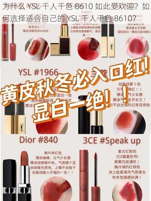 为什么 YSL 千人千色 8610 如此受欢迎？如何选择适合自己的 YSL 千人千色 8610？