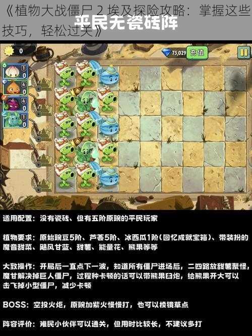 《植物大战僵尸 2 埃及探险攻略：掌握这些技巧，轻松过关》