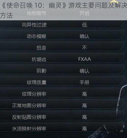 《使命召唤 10：幽灵》游戏主要问题及解决方法