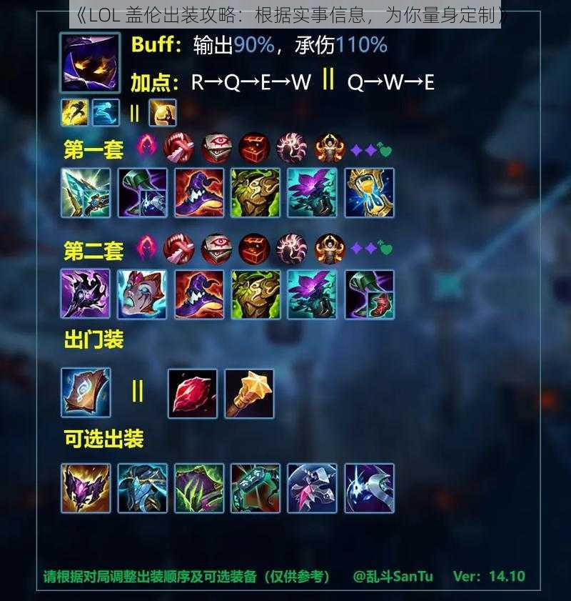 《LOL 盖伦出装攻略：根据实事信息，为你量身定制》