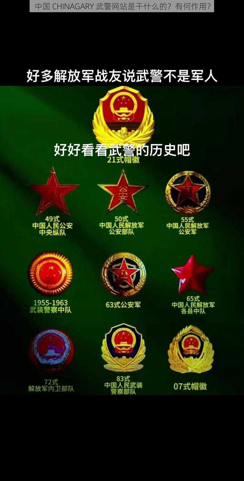 中国 CHINAGARY 武警网站是干什么的？有何作用？