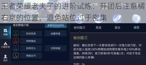 王者荣耀老夫子的进阶试炼：开团后注意橘右京的位置，避免站位过于密集