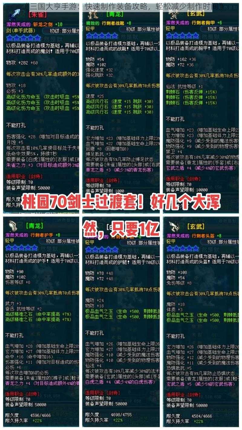 《三国大亨手游：快速制作装备攻略，轻松减少制作时间》