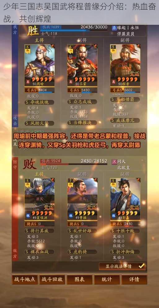 少年三国志吴国武将程普缘分介绍：热血奋战，共创辉煌